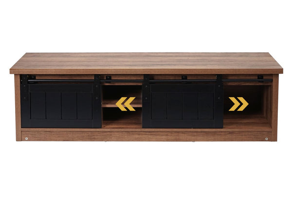 TV-Rack TV-Board Schiebetüren Staufächer 43x150x40cm braun