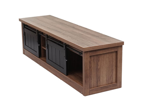 TV-Rack TV-Board Schiebetüren Staufächer 43x150x40cm braun