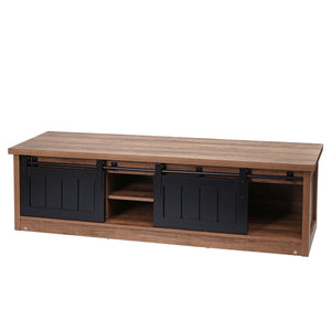TV-Rack TV-Board Schiebetüren Staufächer 43x150x40cm braun