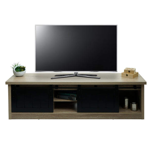 TV-Rack TV-Board Schiebetüren Staufächer 43x150x40cm naturfarben