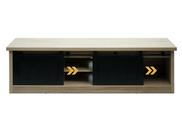 TV-Rack TV-Board Schiebetüren Staufächer 43x150x40cm naturfarben
