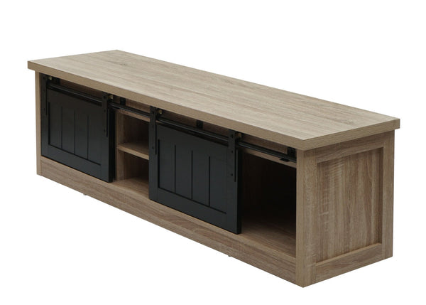 TV-Rack TV-Board Schiebetüren Staufächer 43x150x40cm naturfarben