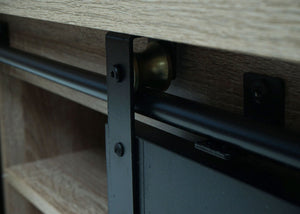 TV-Rack TV-Board Schiebetüren Staufächer 43x150x40cm naturfarben