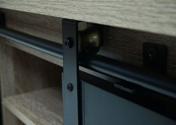 TV-Rack TV-Board Schiebetüren Staufächer 43x150x40cm naturfarben