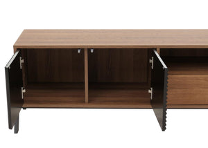 TV-Rack Lowboard TV-Schrank 2 Schubladen Türen 48x155x40cm natur