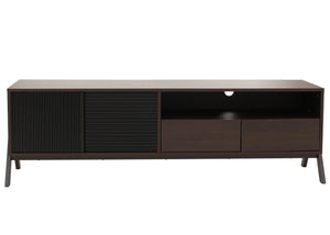 TV-Rack Lowboard TV-Schrank 2 Schubladen Türen 48x155x40cm Walnuss-Optik