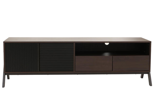 TV-Rack Lowboard TV-Schrank 2 Schubladen Türen 48x155x40cm Walnuss-Optik