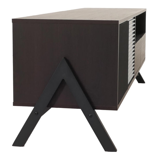 TV-Rack Lowboard TV-Schrank 2 Schubladen Türen 48x155x40cm Walnuss-Optik