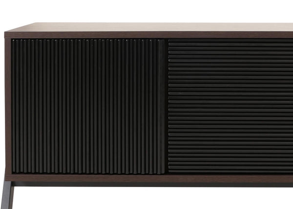TV-Rack Lowboard TV-Schrank 2 Schubladen Türen 48x155x40cm Walnuss-Optik
