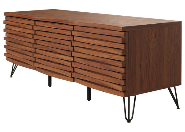 TV-Rack Lowboard TV-Schrank 3D-Design 52x142x44cm Walnuss-Optik