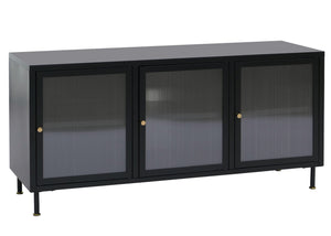 TV-Rack Lowboard TV-Schrank Industrial Schilfglas 58x120x40cm schwarz