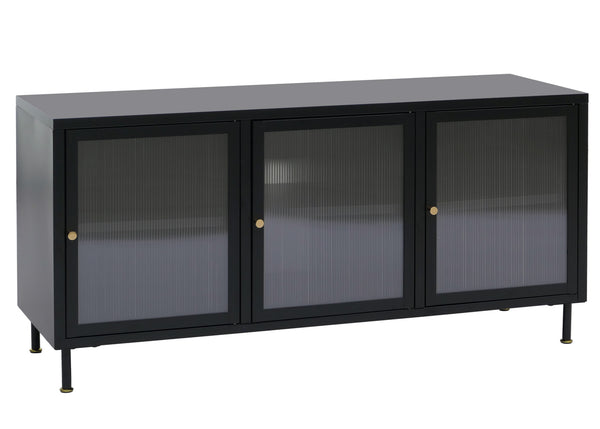 TV-Rack Lowboard TV-Schrank Industrial Schilfglas 58x120x40cm schwarz