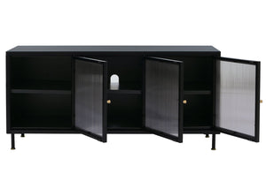 TV-Rack Lowboard TV-Schrank Industrial Schilfglas 58x120x40cm schwarz