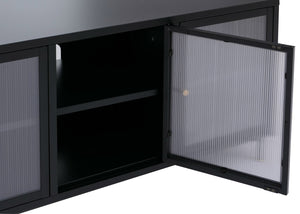 TV-Rack Lowboard TV-Schrank Industrial Schilfglas 58x120x40cm schwarz