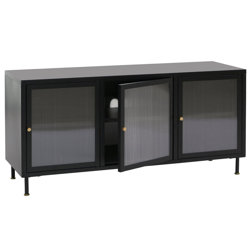 TV-Rack Lowboard TV-Schrank Industrial Schilfglas 58x120x40cm schwarz