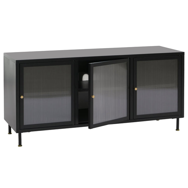 TV-Rack Lowboard TV-Schrank Industrial Schilfglas 58x120x40cm schwarz
