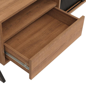 TV-Rack Lowboard TV-Schrank Schiebetür 49x120x40cm natur