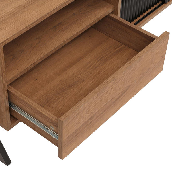 TV-Rack Lowboard TV-Schrank Schiebetür 49x120x40cm natur