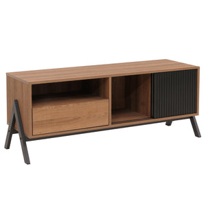 TV-Rack Lowboard TV-Schrank Schiebetür 49x120x40cm natur