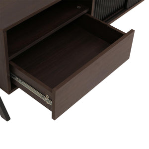 TV-Rack Lowboard TV-Schrank Schiebetür 49x120x40cm Walnuss-Optik