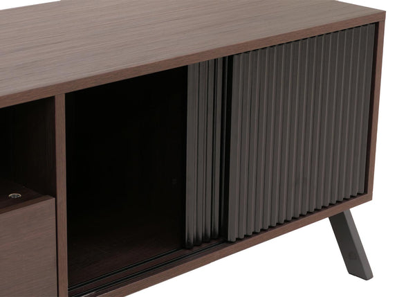 TV-Rack Lowboard TV-Schrank Schiebetür 49x120x40cm Walnuss-Optik