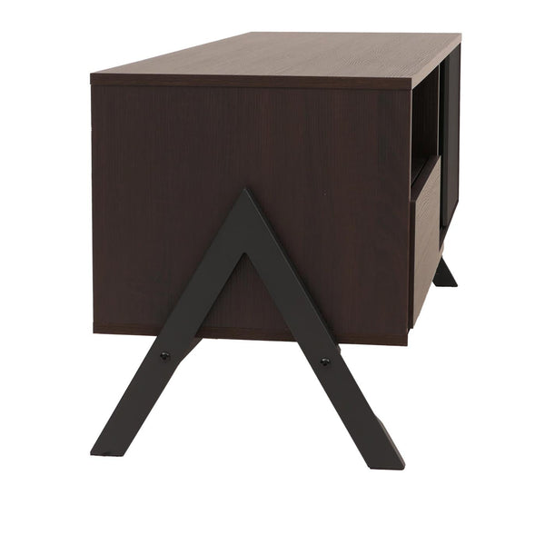 TV-Rack Lowboard TV-Schrank Schiebetür 49x120x40cm Walnuss-Optik