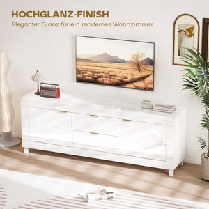 TV-Schrank modern mit Stauraum für Fernseher bis 75 Zoll Hochglanz Weiss