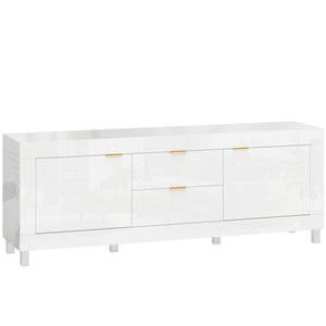 TV-Schrank modern mit Stauraum für Fernseher bis 75 Zoll Hochglanz Weiss