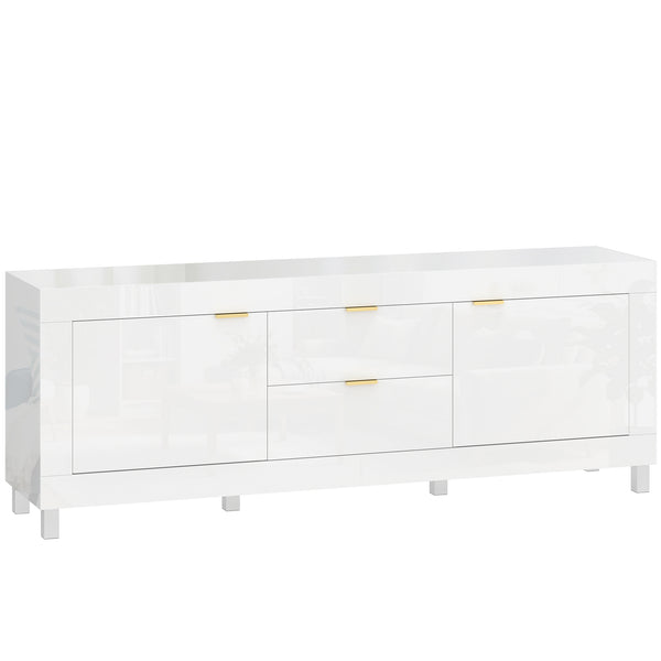 TV-Schrank modern mit Stauraum für Fernseher bis 75 Zoll Hochglanz Weiss