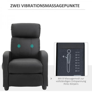 Massagesessel Massagefunktion Liegefunktion 2-Punkt-Massage Schwarz