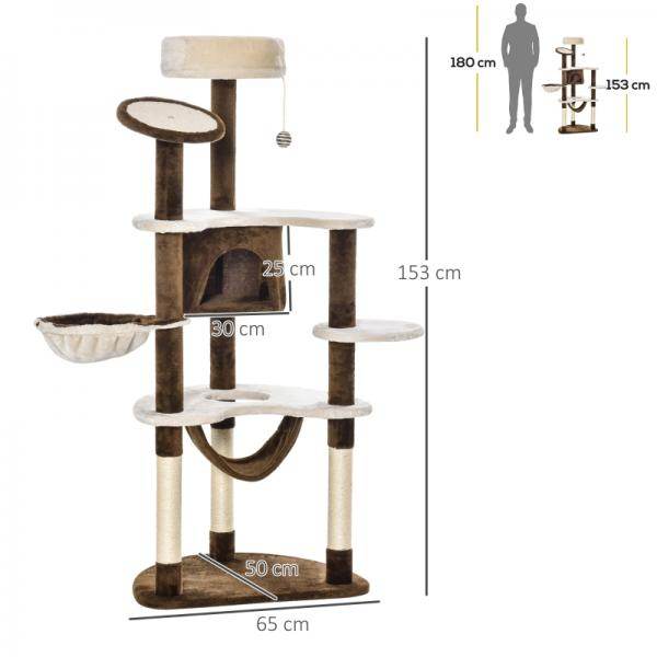 Katzenbaum Kletterbaum Kratzbaum Höhle Spielbaum Sisalsäulen Kaffeebraun