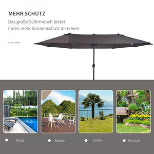 Sonnenschirm Doppelsonnenschirm Terrassenschirm mit Handkurbel Grau Oval