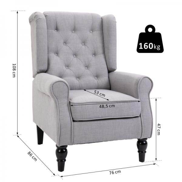 Einzelsessel Relaxsessel Ohrensessel Akzentsessel mit Tufting Polyester Grau