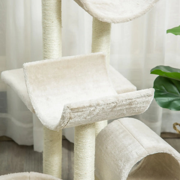 Kratzbaum Katzenbaum Kletterbaum Spielzeug Tunnel Beige L50 x B40 x H105 cm