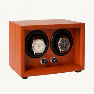 Caricatore per orologi Mr. Smith per 2 orologi automatici, 4 modalità di rotazione, motore silenzioso, effetto legno marrone chiaro