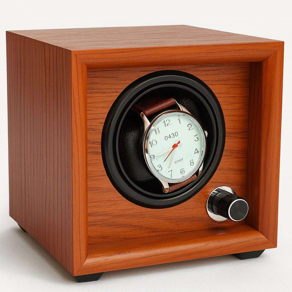 Uhrenbeweger Mr. Smith für 1 Automatikuhr – 4 Rotationsmodi leiser Motor Hellbraun