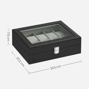 Uhrenbox Aufbewahrungsbox mit 10 Fächern Schwarz