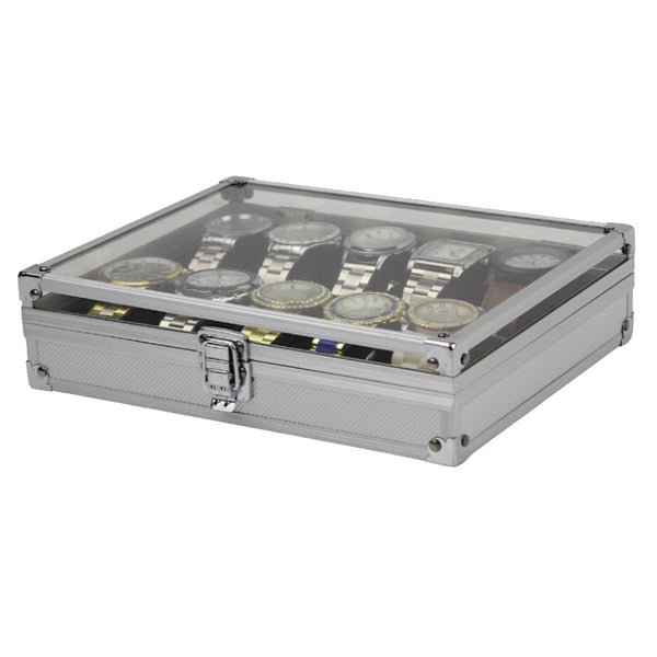 Uhrenbox für 10 Uhren Aluminium Uhrenkoffer