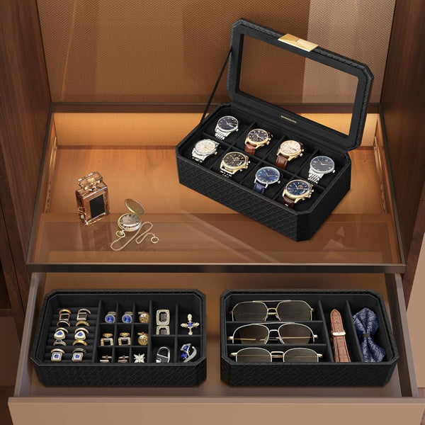 Boîte à montres/boîte à bijoux, à 3 niveaux