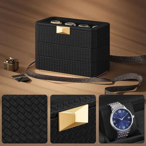 Boîte à montres/boîte à bijoux, à 3 niveaux