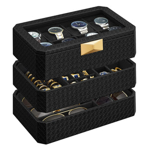 Boîte à montres/boîte à bijoux, à 3 niveaux