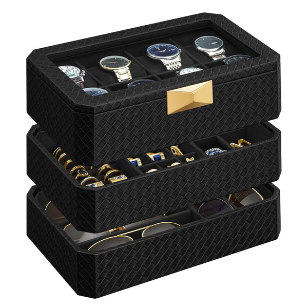 Boîte à montres/boîte à bijoux, à 3 niveaux