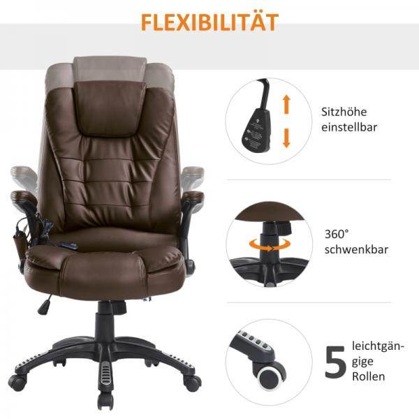 Massage-Chefsessel mit Wärmefunktion Gaming braun