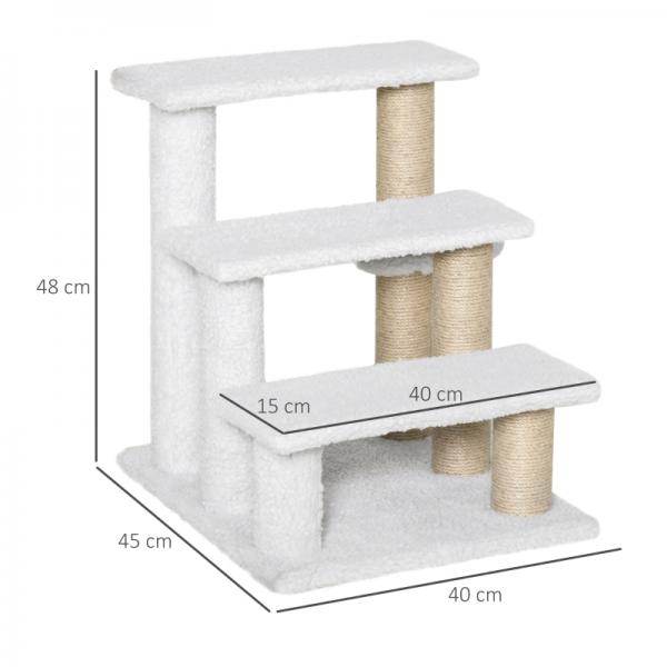 Haustiertreppe Ball 3-stufige Katzentreppe Hundetreppe Tiertreppe Weiss