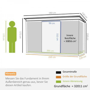 Gerätehaus Gartenhaus Geräteschuppen mit Schiebetür Fenster Outdoor Stahl Grau