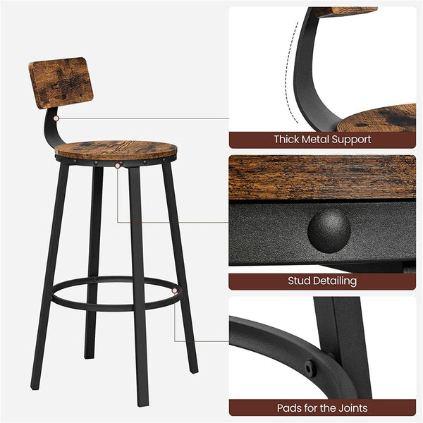 Tabourets de bar VASAGLE, ensemble de 2 pièces, style industriel