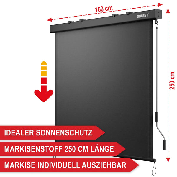 Vertikalmarkise 250x160cm Sonnenstore senkrecht