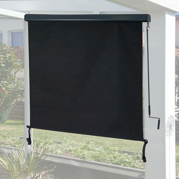 Vertikalmarkise Outdoor Sichtschutz Rollo UV 50, 250x180 cm, schwarz