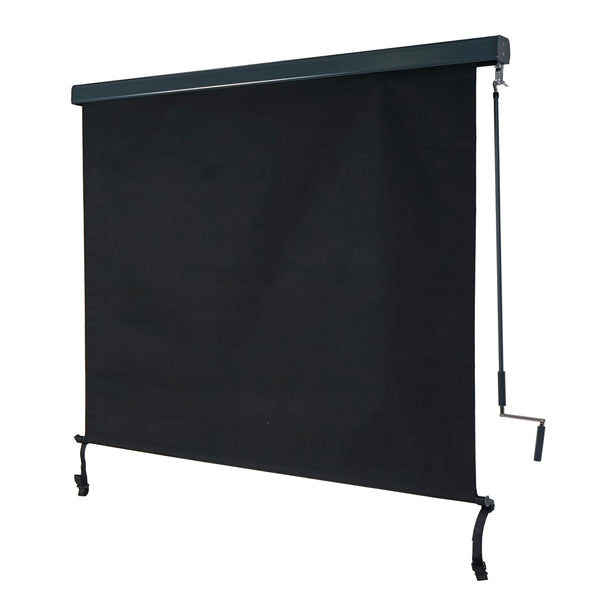 Vertikalmarkise Outdoor Sichtschutz Rollo UV 50, 250x180 cm, schwarz