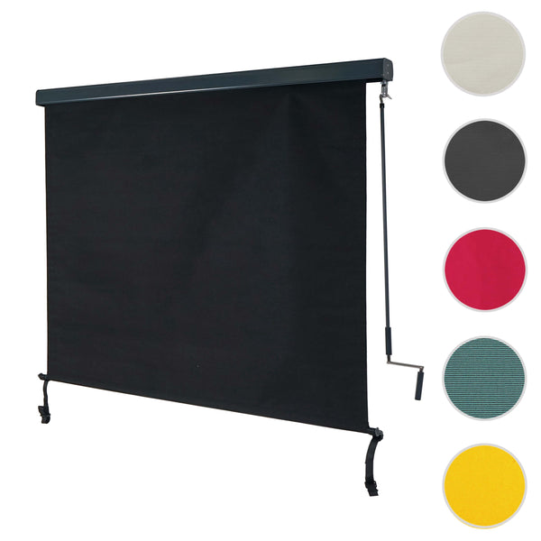 Vertikalmarkise Outdoor Sichtschutz Rollo UV 50, 250x180 cm, schwarz